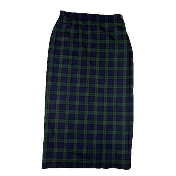 Casual Corner Annex Dresses & Skirts - Vtg Plaid Wrap Maxi Skirt Dark Academia High Waist Gold Black Watch Tartan Sz 10